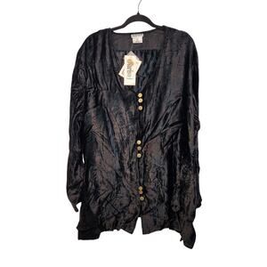 NWT‎ Marisol Twinset Black Crushed Velvet 2 Pc Top & Pants Set Plus Women's 22W